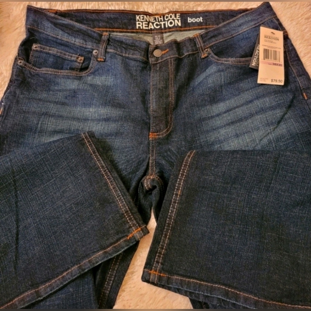 Kenneth Cole Reaction Dark Blue Straight Relaxed Fit Jeans